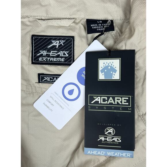 AHEAD 1/2 Zip NWT Pullover Short Sleeve Lg Rain Spill Resistant Beige Preppy - Picture 3 of 8